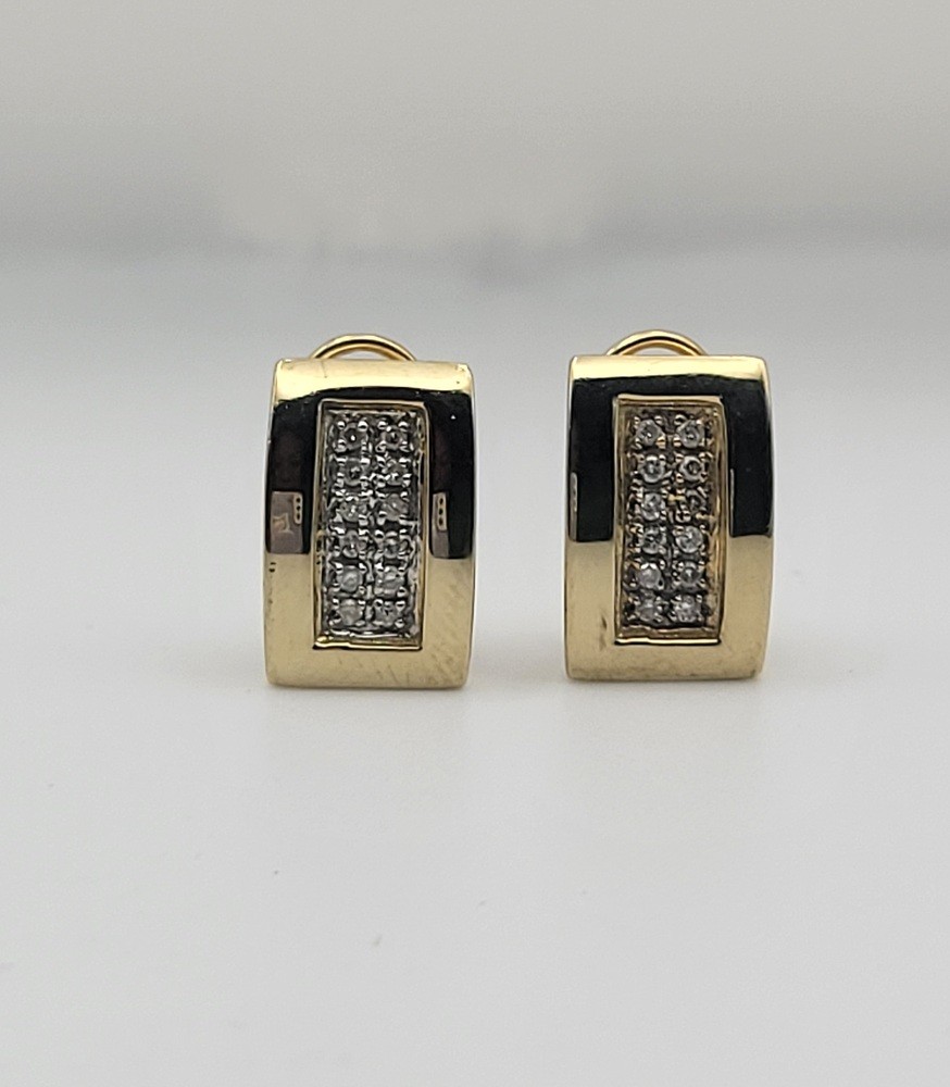 Rectangle Shaped Pave Diamond Post/Clip Earrings … - image 3