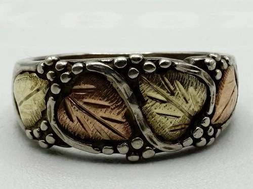 Vintage Sterling Silver  & 12k Black Hills Style Leaf Grape Men’s Band Ring Sz12