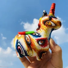 4.7inch Unicorn Bong Hookah Silicone Bong Smoking Water Pipe Shisha Pipe + Bowl.