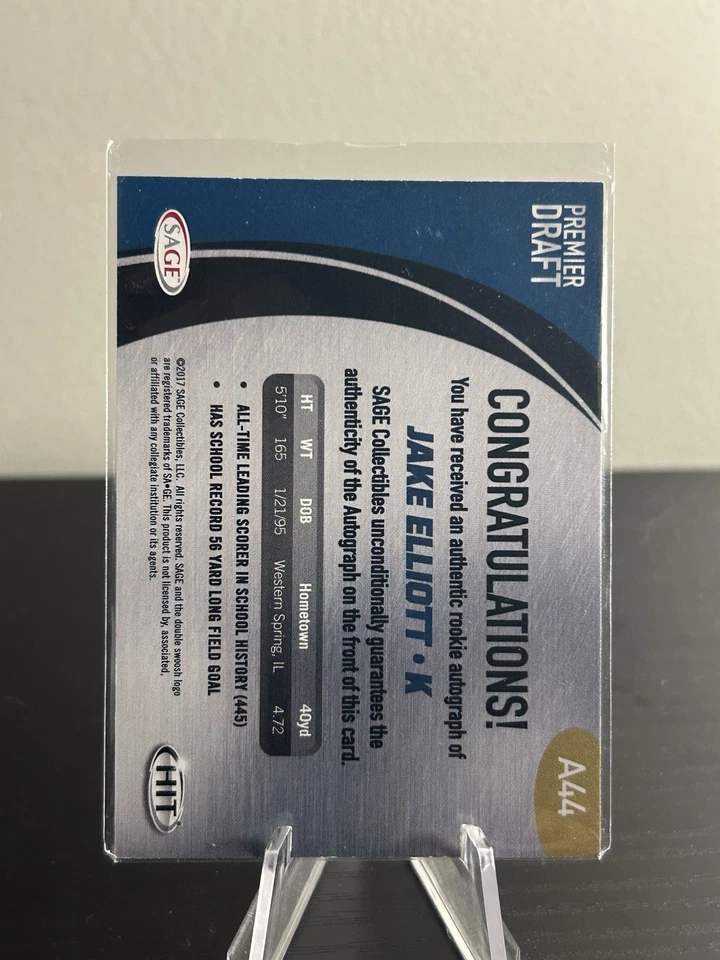 *Error Card! Wrong Auto* 2017 SAGE Hit Jake Elliott Autograph Eagles - Image 2 of 2