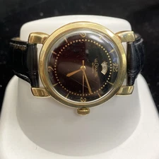 10k GF JAEGER-LeCOULTRE Power Reserve Automatic Watch 481 Black Dial Powermatic