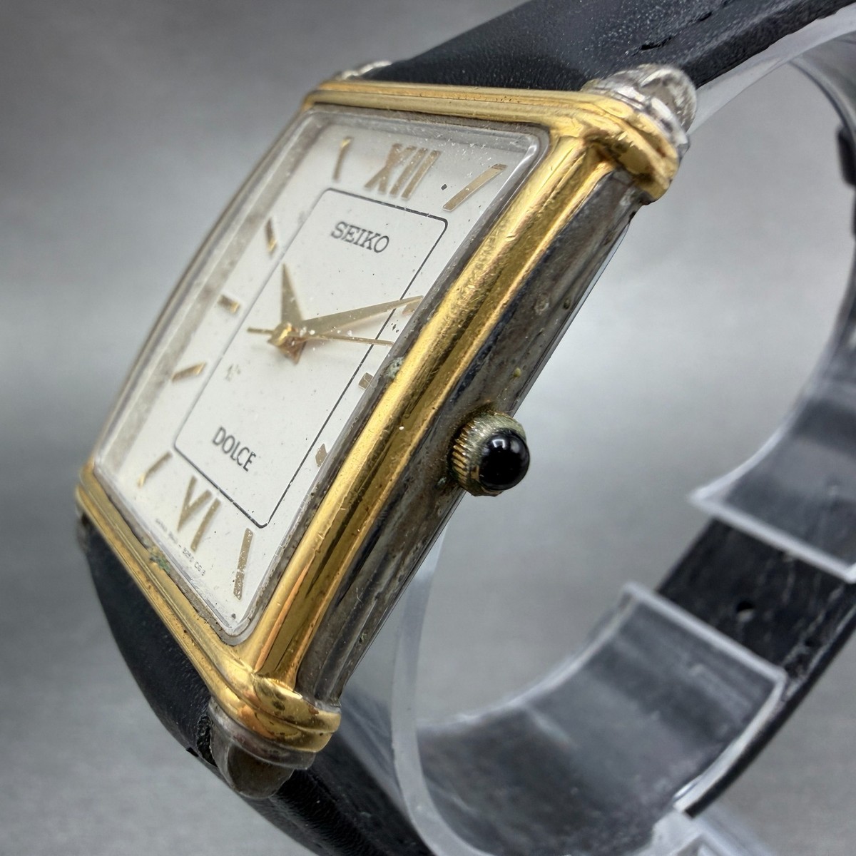 Seiko Dolce Tank Watch Men 25mm White Dial Gold Tone 8N41-5190 New
