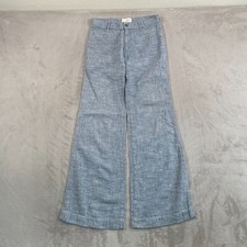 NILI LOTAN Wide Flared Leg Pants Women 27 Blue Chambray High Rise Designer 495
