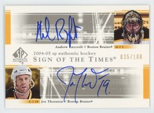 2004-05 SP Authentic Sign of the Times Thornton/raycroft Boston Bruins #DS-RT