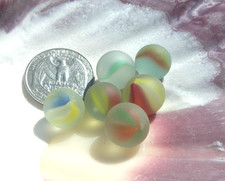 Sea Glass, Collection of Pea Seized Vintage Marbles Multi Colored Ribbons