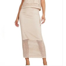 Steve Madden Womens Interior Lining Elastic Waist Crochet Skirt Beige Size M