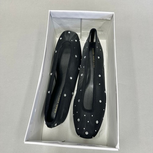 Good American Diamond Mesh Ballet Negro Planos Talla 10 Acento Cristal Nuevo - Imagen 15 de 16