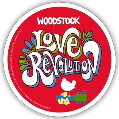 Woodstock Badge Love Revolution Aufkleber Sticker, max. 10 x 10 cm, 10 x 10 cm