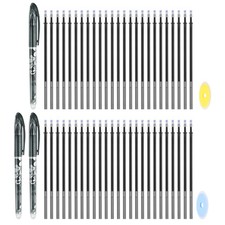 3er Pack 0,5mm Radierbare Gelstifte f&uuml;r 50 Nachf&uuml;ller & 2 Radierer, Schwarz