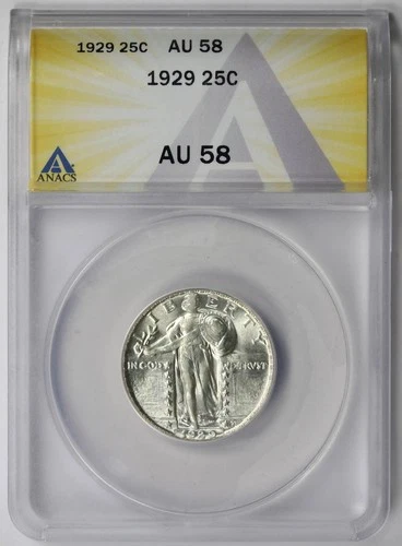 1929 Standing Liberty Quarter 25C AU 58 ANACS