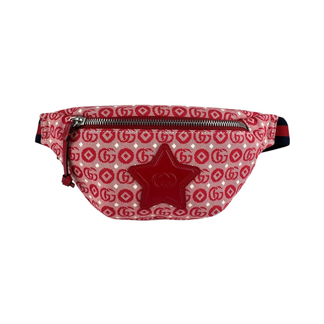 GUCCI Waist Bag Nylon Canvas Red Used +Free Shipping