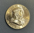 1962 50C Franklin Half Dollar - 90% Silver Half Dollar - Brilliant Uncirculated