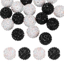 20mm Resin Rhinestone Beads for Beadable Pen, 20 Pack Black/White