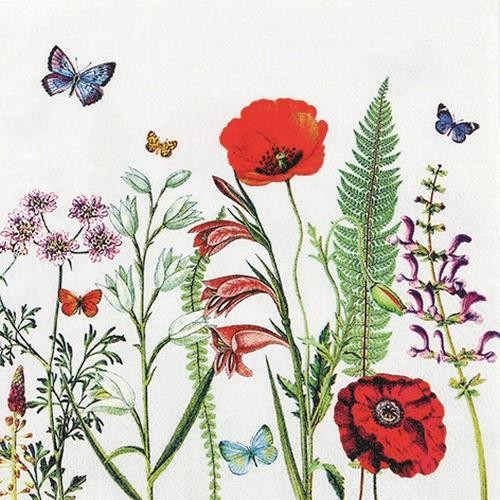 20 Servietten Wiese Garten Blumen FrüHling Sommer Mohn Meadow In Bloom 33X33Cm-image