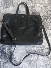 Fossil Black Leather Briefcase for 16 Laptop ...
