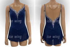 Ice Figure Skating Dress Rhythmic Gymnastics Twirling Competition blue