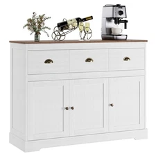 Buffet Cabinet Storage Kitchen Sideboard Farmhouse Server Bar Wine with 3