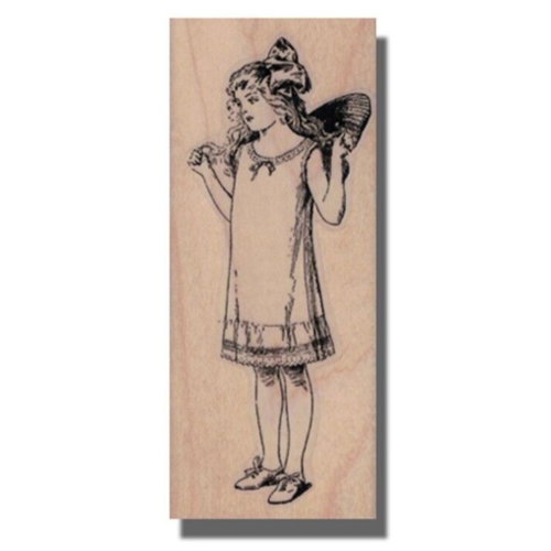 Mounted Rubber Stamp, FAIRY GIRL, Fantasy, Fairy, Child, Kid, Pixie, Angel Wings - Picture 1 of 9