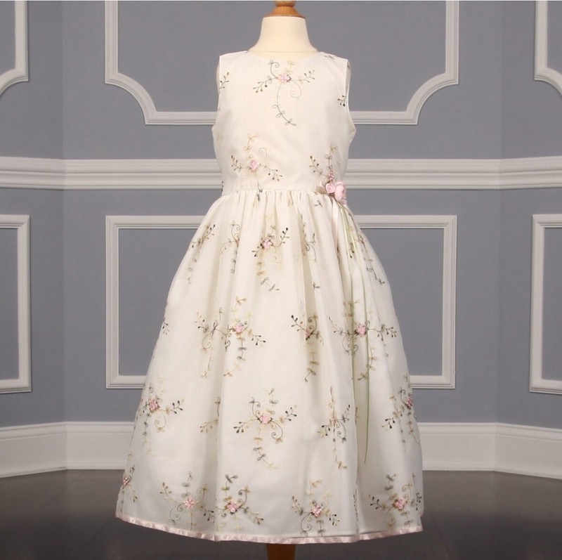 Us Angels 431 Ivory with Light Pink Flower Girl