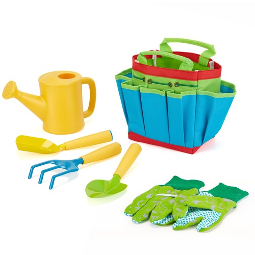 6PCS Childern Gardening Set Garden Tools Kids Play Set Rake Watering Can Bag - Picture 2 of 10