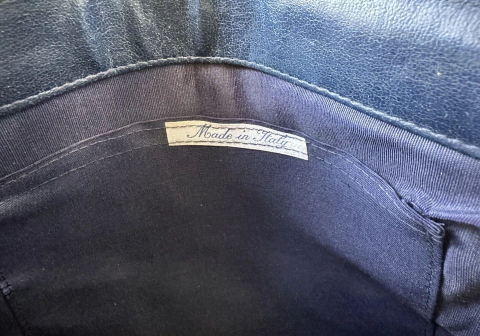 Винтажный итальянский клатч сумочка синий Thissel сделано в Италии шик ретро тонкий - Изображение 4 из 4