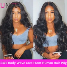 UNice 13x6 Lace Front Human Hair Wigs Indian Body Wave Virgin Hair Wig For Women