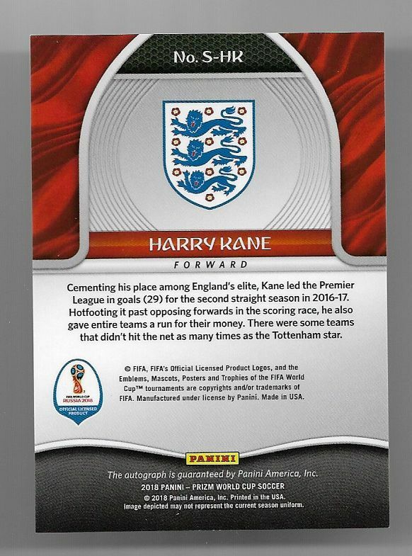 2018 Panini Prizm World Cup Autograph Auto Card : Harry Kane