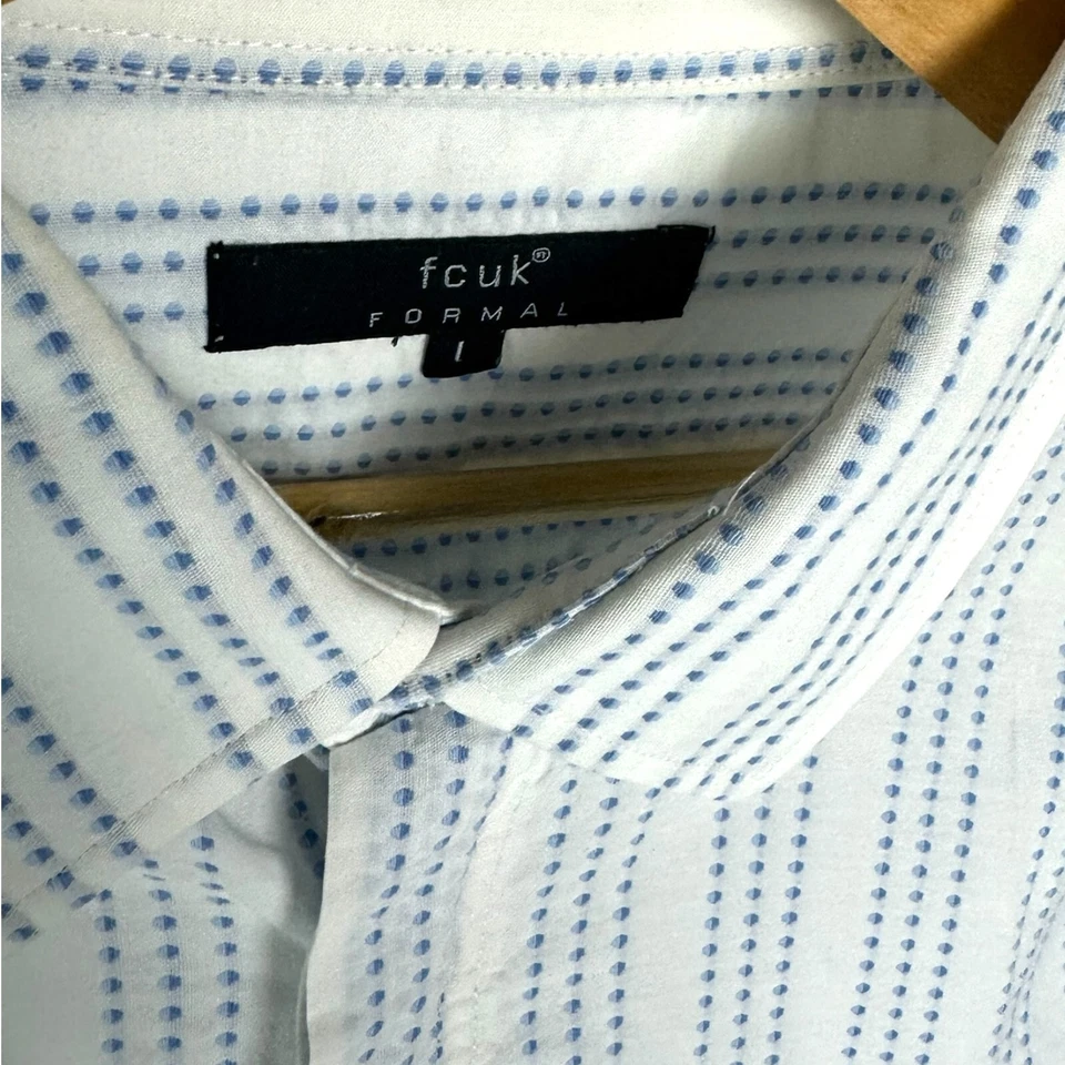 FCUK Shirt White Stripe Textured Shirt  Men's UK Size L 42" Chest - Image 4 of 4