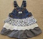Oshkosh Baby Girl Clothes 6 Month Blue Floral Lace Plaid Vestbak Jean Jumper