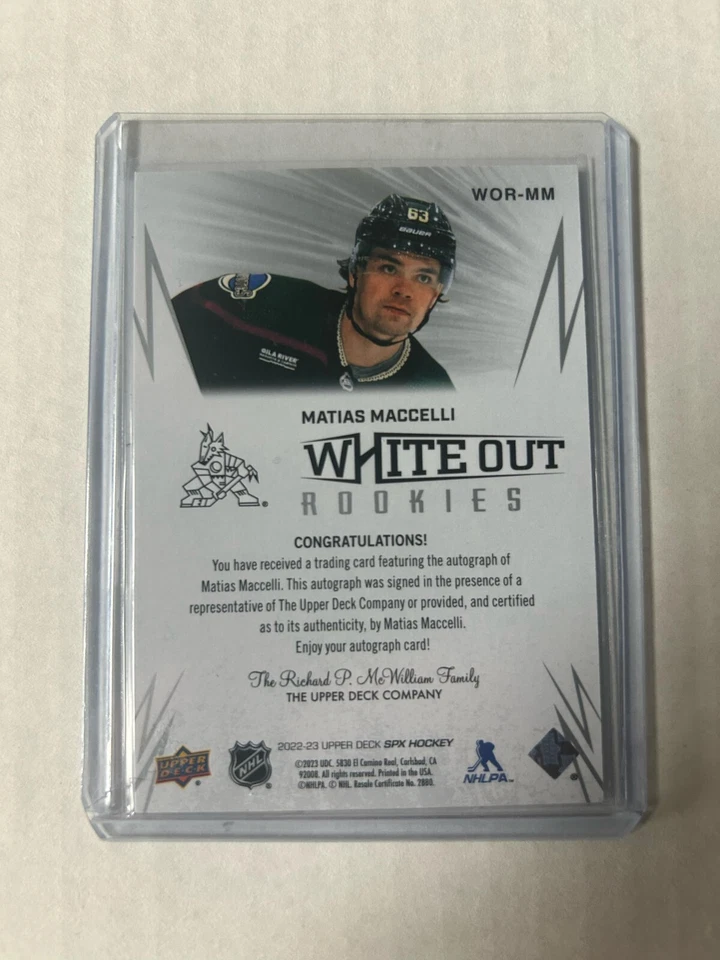 2022-23 UPPER DECK SPX HOCKEY WHITE OUT ROOKIES MATIAS MACCELLI #WOR-MM - Image 2 of 2