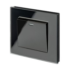Retrotouch 1 Gang Black 10 Amp Rocker On/Off Light Switch Black Glass PG 00202