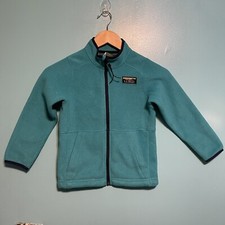 LL Bean Sweater Youth Medium Blue Full Zip Mountain Bound Fleece Pockets