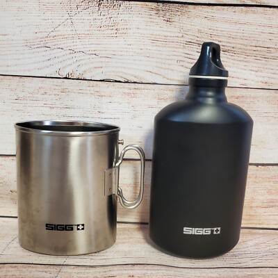 SIGG Oval Bottle 0.6L 20oz Canteen Water Bottle with Stainless Steel Nested Cup | eBay