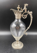 Brocca caraffa bottiglia decanter vino bevande vetro soffiato e peltro artistico