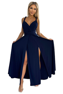Numoco Kleid Abendkleid Maxikleid figurbetont Beinschlitz 36-44