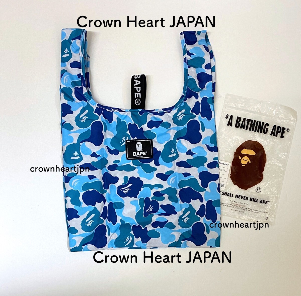 New A Bathing Ape ABC CAMO SMALL SHOPPING BAG M - Blue Camo Auth