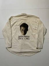 Vintage Zampa Homme Cotton Retro Graphic Print Big Face Button Front Shirt 