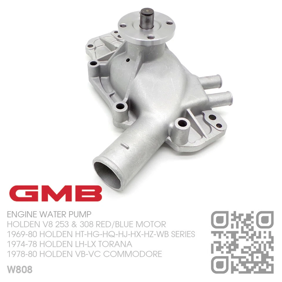 GMB ENGINE WATER PUMP V8 253-308 RED/BLUE MOTOR [HOLDEN HT-HG-HQ-HJ-HX-HZ-WB] - image 2 of 4