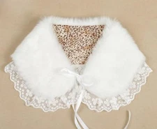  Collar Lace faux fur detachable scarf neck Jacket Coat Sweater 