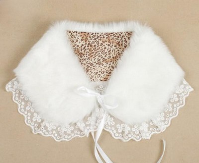  Collar Lace faux fur detachable scarf neck Jacket Coat Sweater 