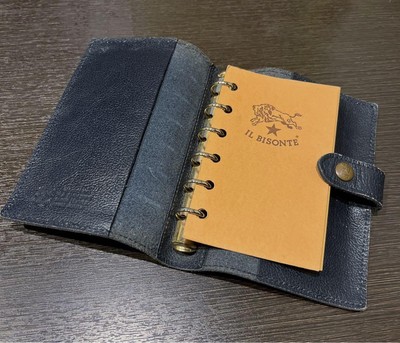 IL BISONTE 6-hole notebook cover navy branded