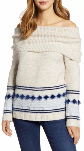 Caslon Fair Isle Convertible Cowl Neck 