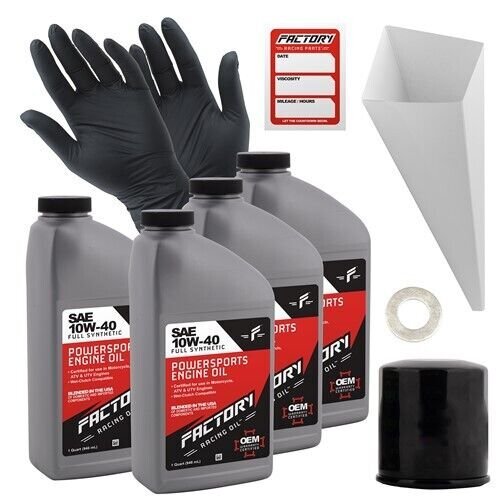 専用1 Factory Racing Parts SAE 10W-40 4qt Oil Change Kit Fits Kawasaki