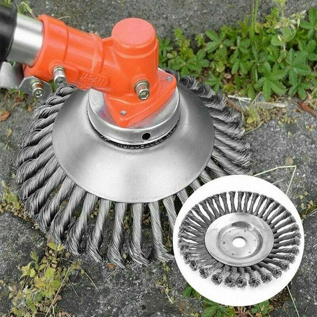Steel Wheel Rotating Weed Brush Safe Weed Trimmer Head Lawn Mower Brush