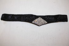 Vintage LA REGALE Black Beaded Belt W/Rhinestone Decor STUNNING Womens, L-B119