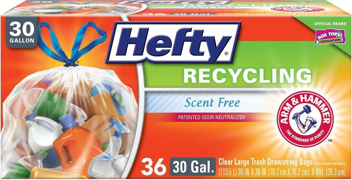 Hefty Recycling Bags Clear 30 Gallon 36 Count