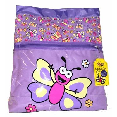 BUGZZ KIDS STUFF PE Kit Bag Kids Childrens Swimming Gym Butterfly Purple Waterproof Bag Bugzz