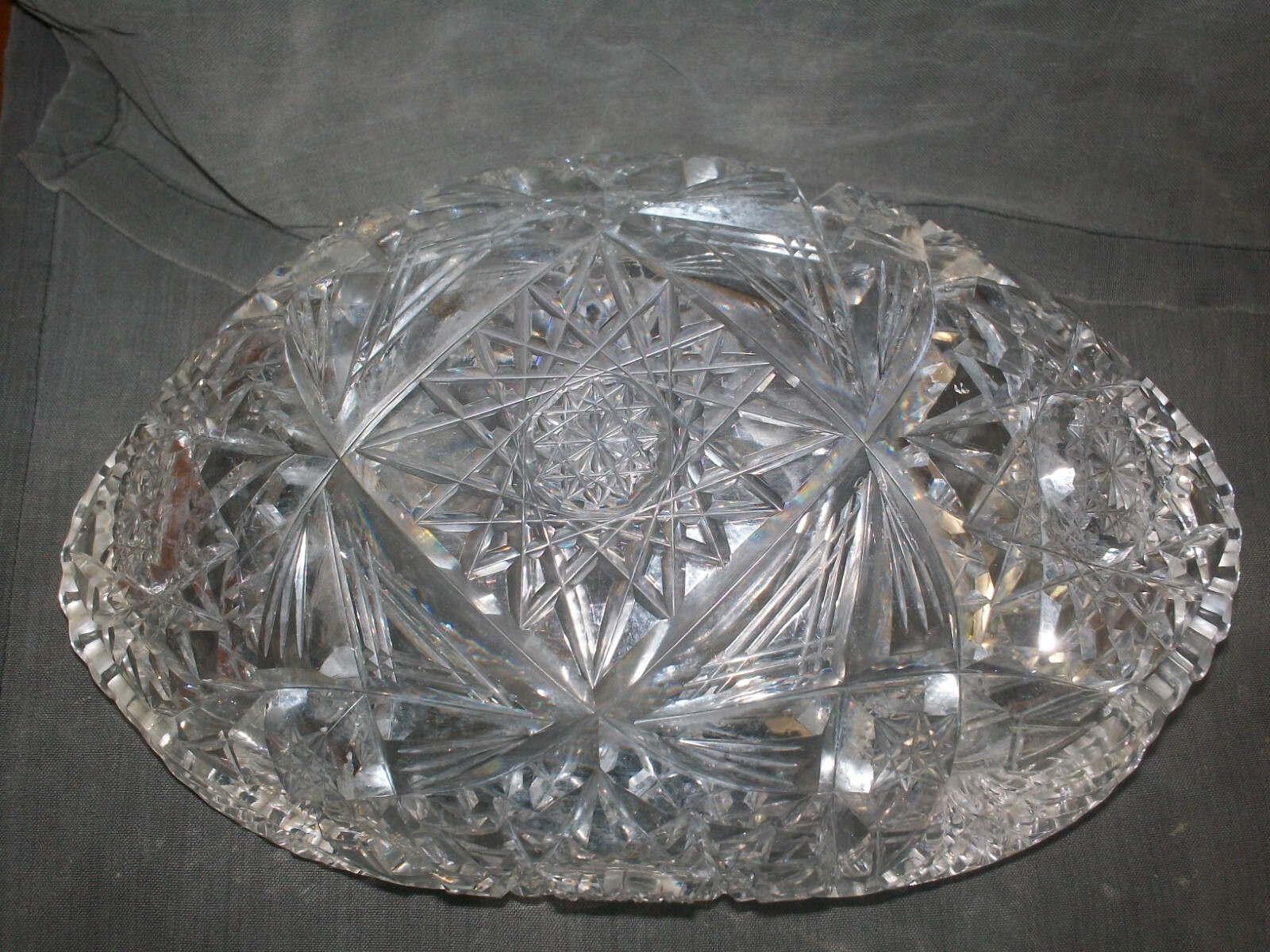 Vintage American Brilliant Cut Heavy Large Crystal Bowl eBay