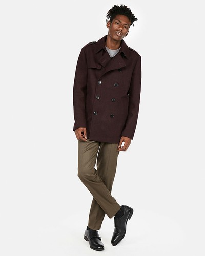 NEW EXPRESS $228 BURGUNDY WOOL BLEND 