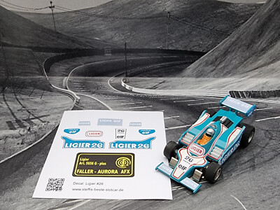 Faller AMS AURORA AFX G-Plus F1 Ligier #26  Repro Paper Sticker